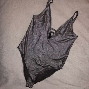 h&m divided silver bodysuit